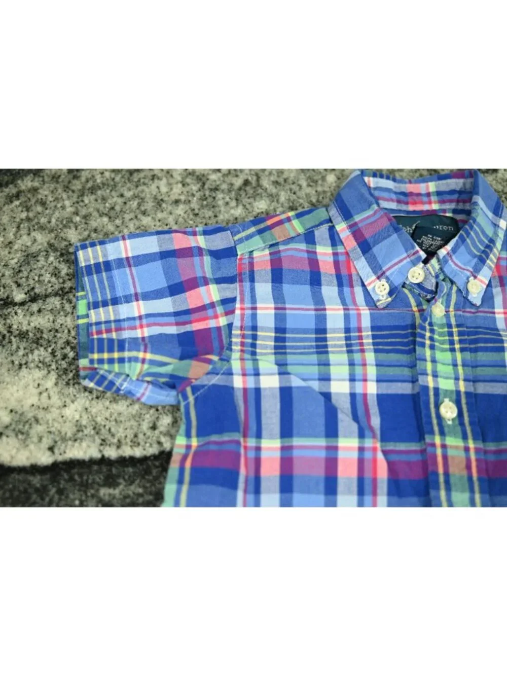 Ralph Lauren Baby Boys Plaid Button Down Shirt Blue Size 18M Preppy Casual